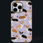 Corgi Hund Tass och Bones<br><div class="desc">Cute Corgi hundar med rött,  rött och tri jackar färg med tass avtryck och hund ben mönster.</div>