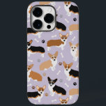 Corgi Hund Tass och Bones<br><div class="desc">Cute Corgi hundar med rött,  rött och tri jackar färg med tass avtryck och hund ben mönster.</div>