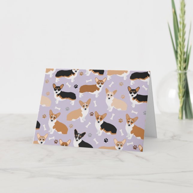 Corgi Hund Tass och Bones Card Kort (Framsida)