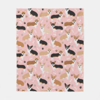 Corgi Hund Tass och Bones Fleece Blanket