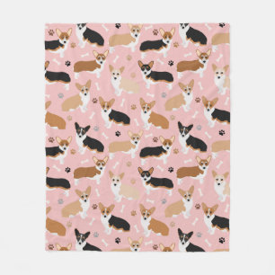 Corgi Hund Tass och Bones Fleece Blanket