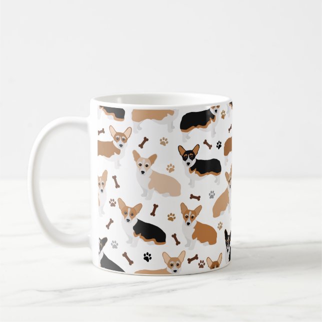 Corgi Hund Tass och Bones Kaffemugg (Vänster)