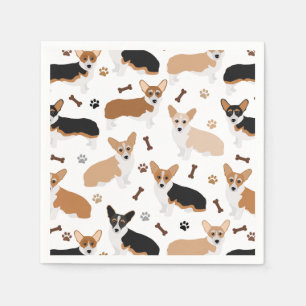Corgi Hund Tass och Bones Napkins Pappersservett