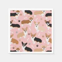 Corgi Hund Tass och Bones Napkins