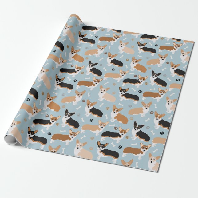 Corgi Hund Tass och Bones Presentpapper (Utrullad)