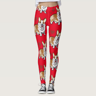 Corgi Hund Tecknad Leggings