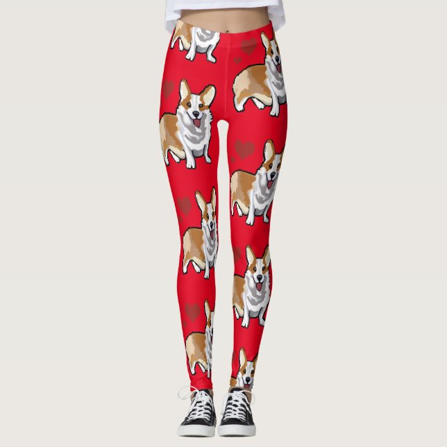 Corgi Hund Tecknad Leggings (Framsida)