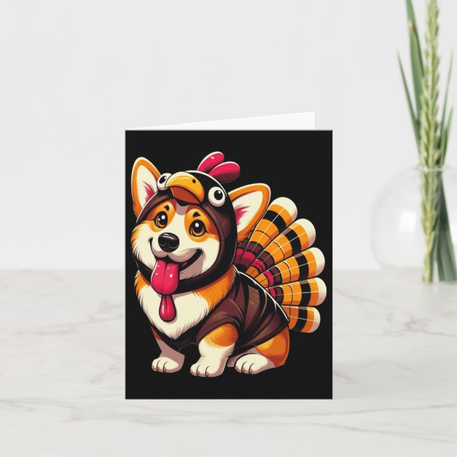 Corgi Hund Turkey Thanksgiving Costume Women Manar Kort (Framsida)