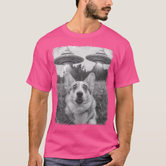 Corgi Hund Ufo Alien Extraterrestrial Selfie T Shirt