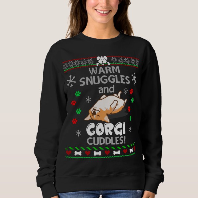 Corgi Hund Ugly jul Sweater T Shirt (Framsida)