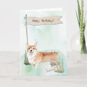 Corgi Hund under födelsedagsskylt Kort