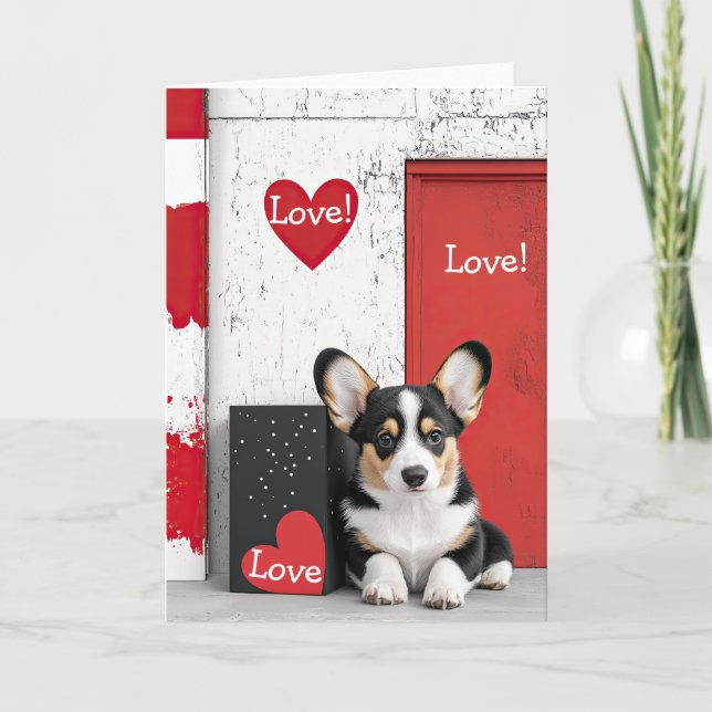 Corgi hund Valentine Card Tack Kort (Framsida)