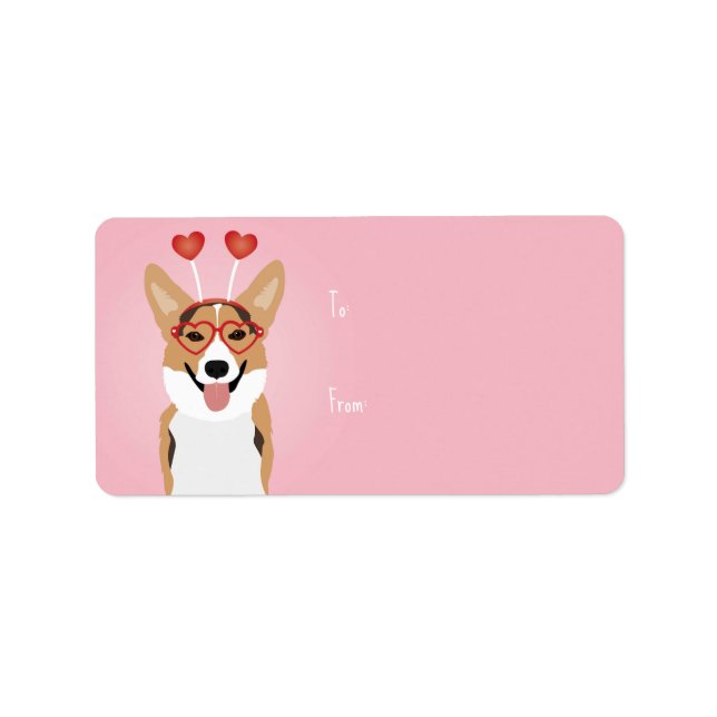 Corgi Hund Valentines day Adressetikett (Framsidan)
