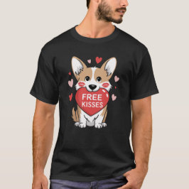 Corgi Hund Valentines day Free Kisses T Shirt