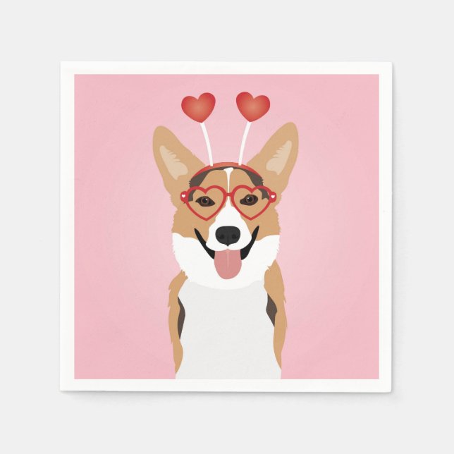Corgi Hund Valentines day Pappersservett (Framsidan)