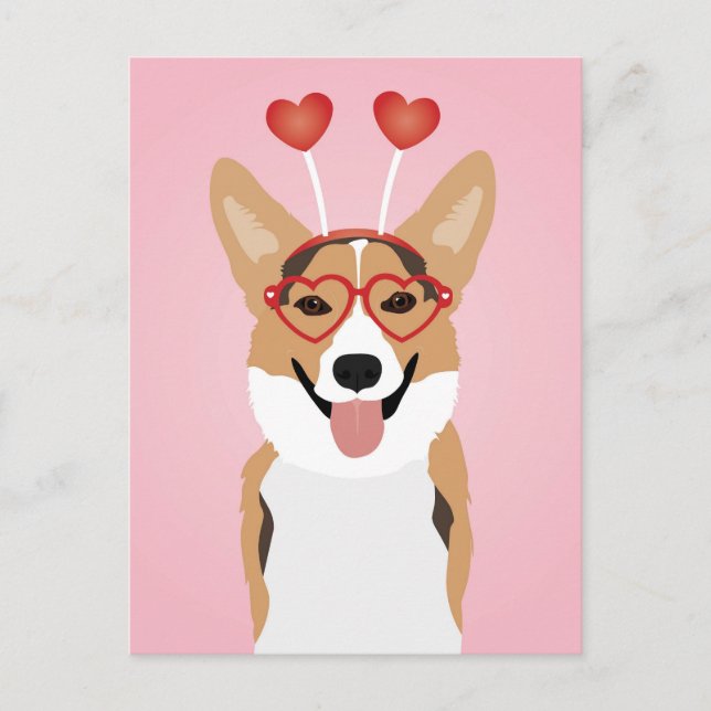 Corgi Hund Valentines day Vykort (Framsida)