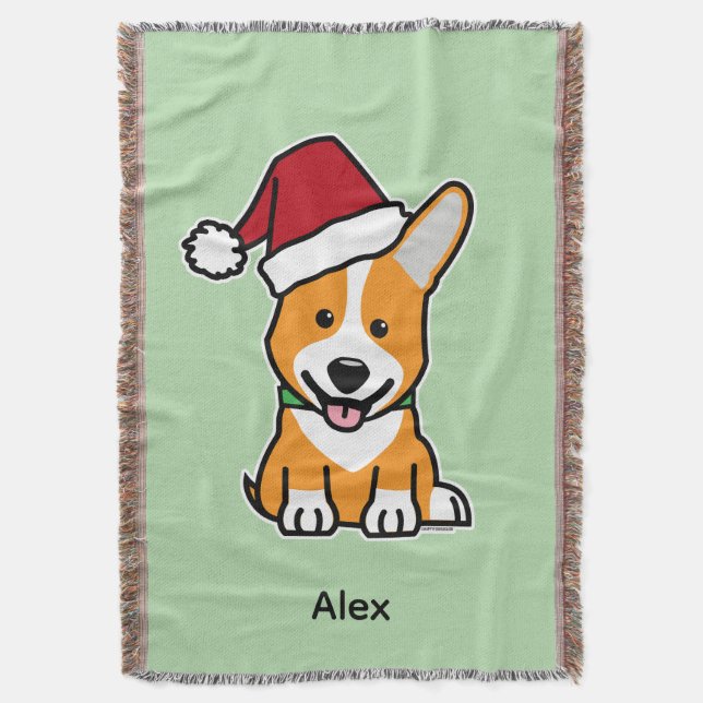 Corgi hund valp Pembroke Welsh jul Santa hatt Filt (Framsidan Vertikal)
