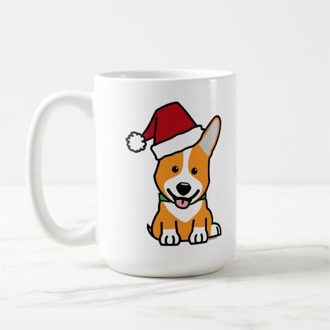Corgi hund valp Pembroke Welsh jul Santa hatt Kaffemugg (Vänster)