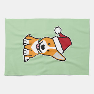 Corgi hund valp Pembroke Welsh jul Santa hatt Kökshandduk