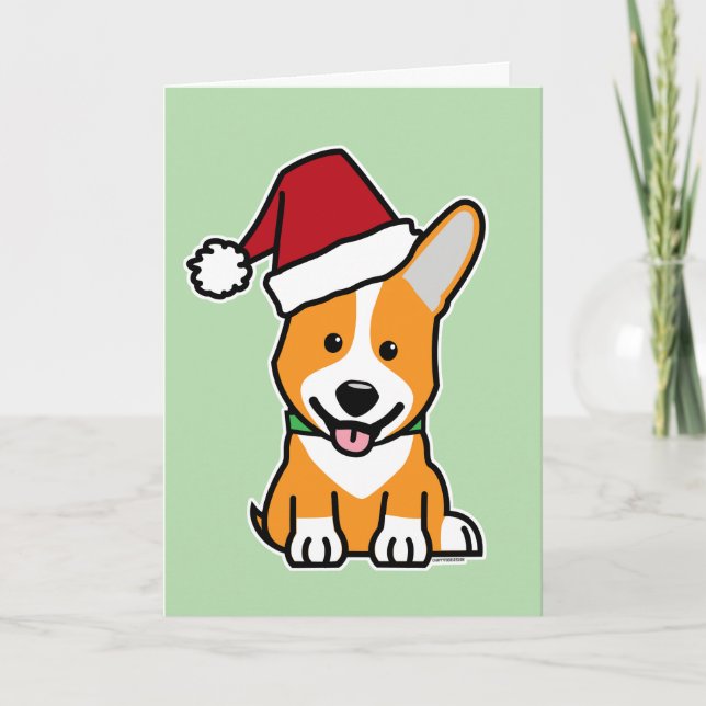 Corgi hund valp Pembroke Welsh jul Santa hatt Kort (Framsida)