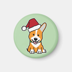 Corgi hund valp Pembroke Welsh jul Santa hatt Magnet