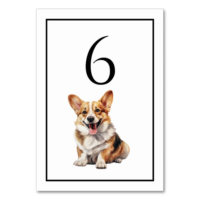 Corgi Hund Vattenfärg Bord Nummer Bordsnummer (Framsidan)