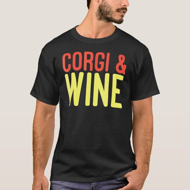 Corgi Hund Vin T Shirt (Framsida)