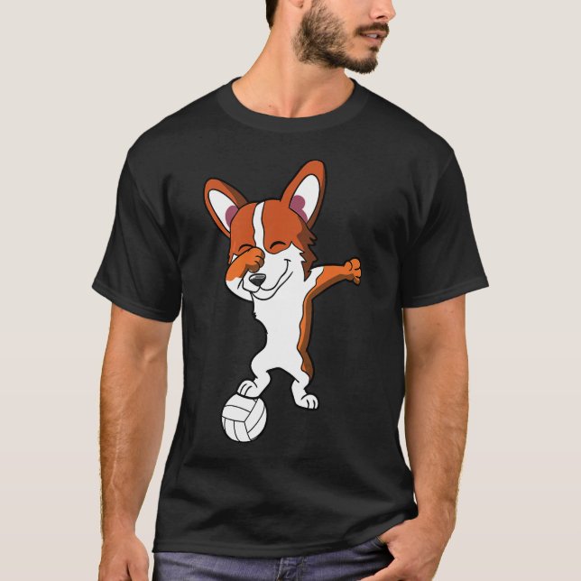 Corgi Hund Volleyball T Shirt (Framsida)