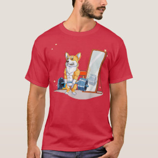 Corgi Hund Weightlift Deadlift Manar Fitness Gym T Shirt
