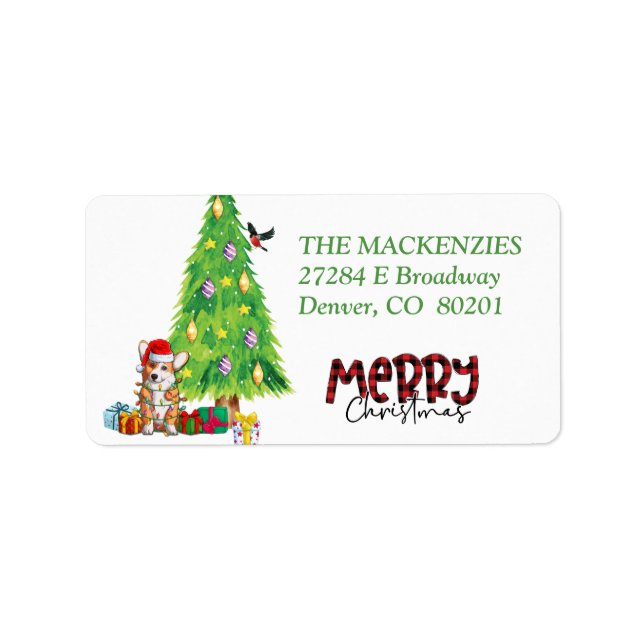 Corgi Hund Wrapped in Helgdag Returadress Adressetikett (Framsidan)