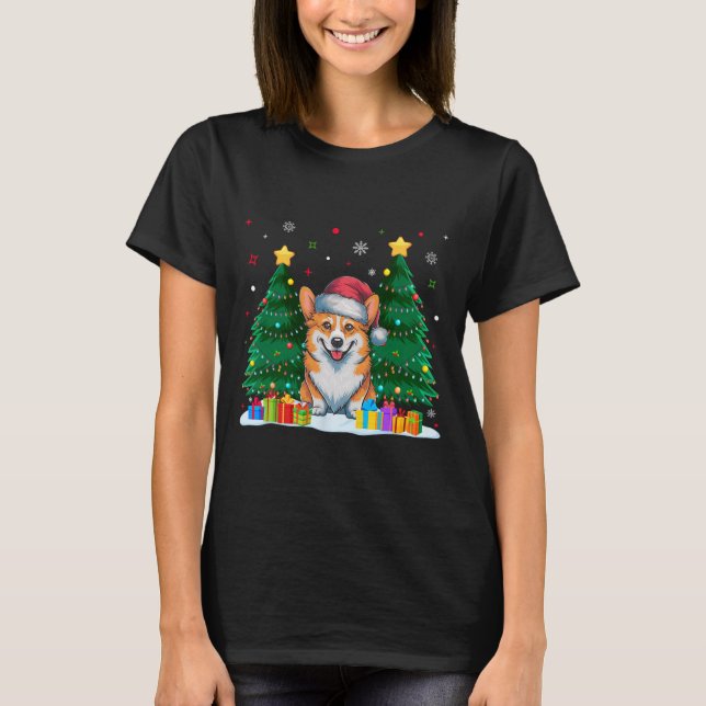 Corgi Hundälskare Santa Hat Ugly Julsötare T Shirt (Framsida)