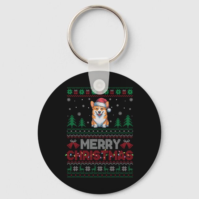 Corgi Hundälskarna Santa Hat Julgran Ljus Nyckelring (Framsida)