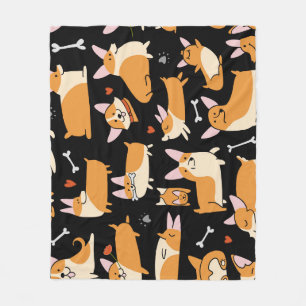 Corgi Hundar, Cute Seamless Background. Fleecefilt