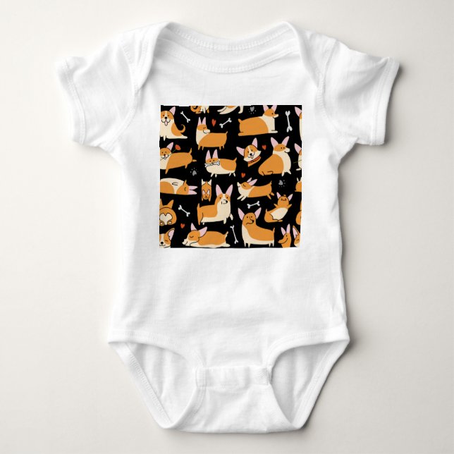 Corgi Hundar, Cute Seamless Background. T Shirt (Framsida)