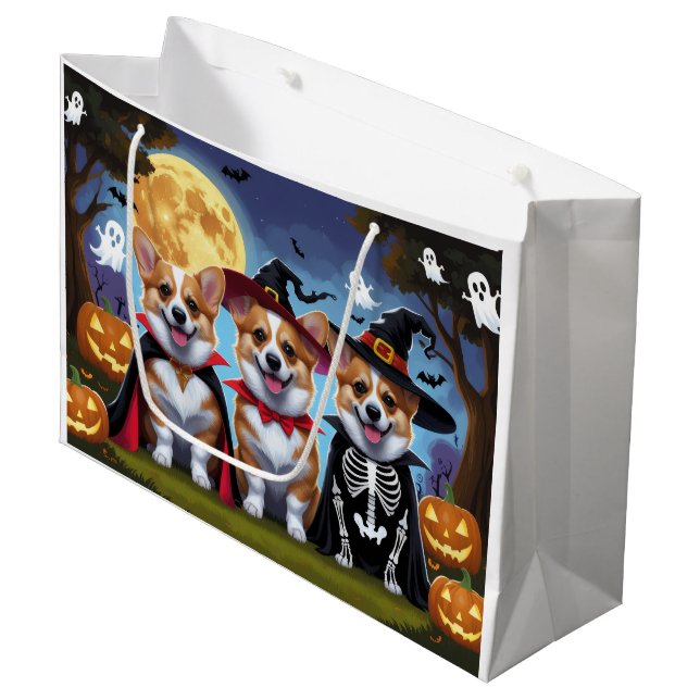 Corgi Hundar Pumpkin Halloween Funny (Framsidan Vinklad)