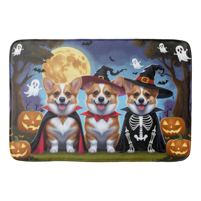 Corgi Hundar Pumpkin Halloween Funny Badrumsmatta (Framsidan)