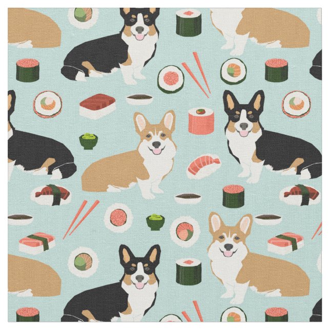 corgi hundar sushi-livsmedel tyg (Närbild)