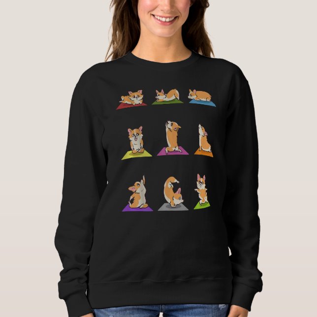 Corgi Hundar Yoga Asana har meditationschefer T Shirt (Framsida)