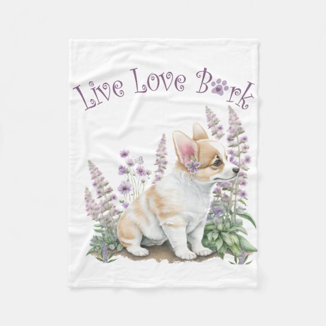 Corgi Hundmamma Blommig Fleecefilt (Framsidan)