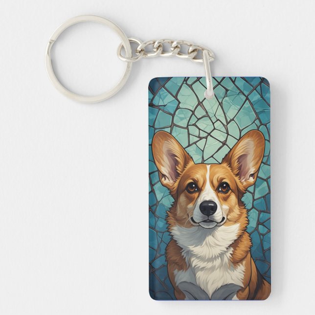 Corgi Hundporträtt För Hundälskare Nyckelring (Framsidan)