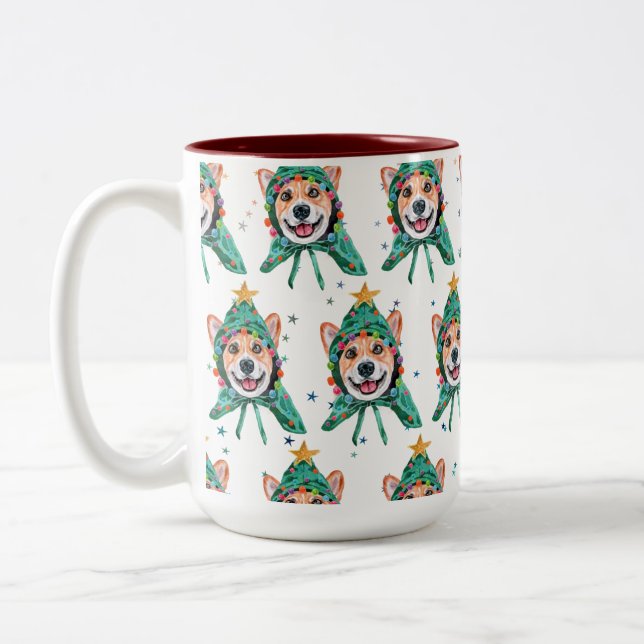 Corgi Hundras Jul Två-Tonad Mugg (Vänster)