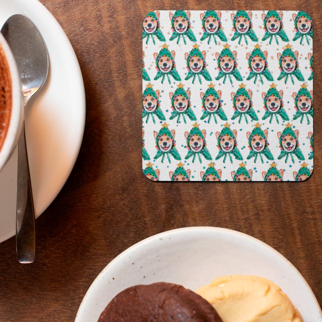 Corgi Hundras Jul Underlägg Papper Kvadrat (Skapare uppladdad)