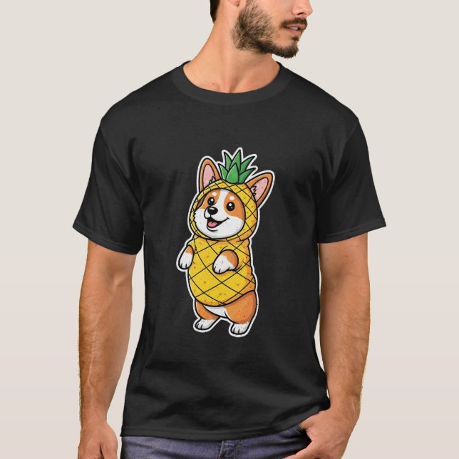 Corgi i ananasdräkt t shirt (Framsida)