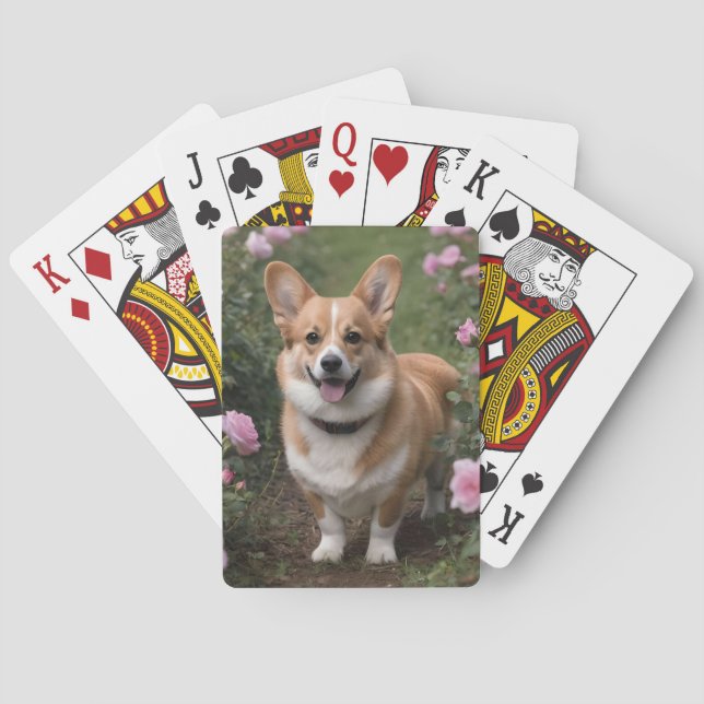 Corgi i de rosa rosorna, casinokort (Baksidan)