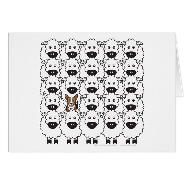 Corgi i fåren hälsningskort (Framsidan Horizontal)