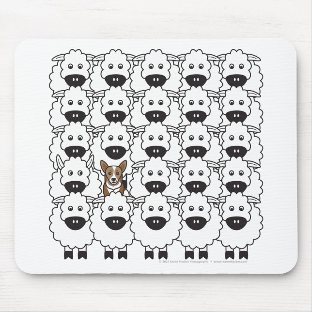 Corgi i fåren musmatta (Framsidan)