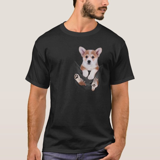 Corgi i ficka t shirt (Framsida)
