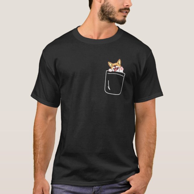 Corgi I Fickan Corgi Hund T Shirt (Framsida)
