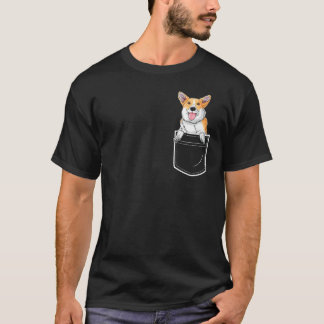 Corgi i Front Pocket T Shirt Manar Hund älskare P