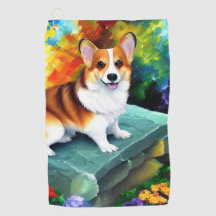 Corgi i Garden Golf Towel